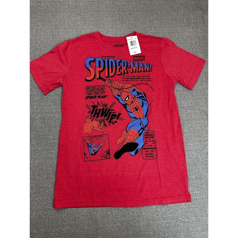 Marvel Spider-Man Boys Red Graphic TShirt Lightweight Short Sleeve Size M 10/12